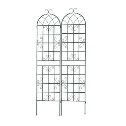 Lot de 2 tuteurs &agrave; tomates design vintage jardin 90 x 30 x 150 cm en m&eacute;tal vert 13_0012031