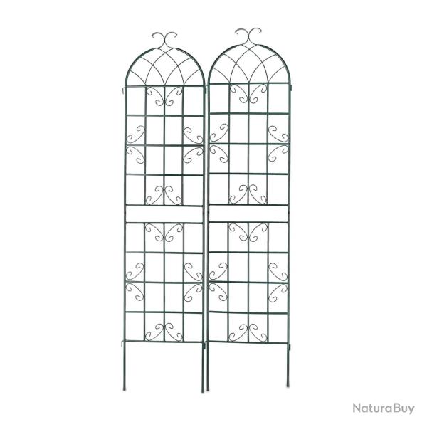 Lot de 2 tuteurs � tomates design vintage jardin 90 x 30 x 150 cm en m�tal vert 13_0012031