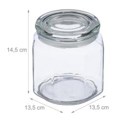 Lot de 6 bocaux octogonaux de conservation cuisine 1300 ml rangement ordonn&eacute; finition transparente