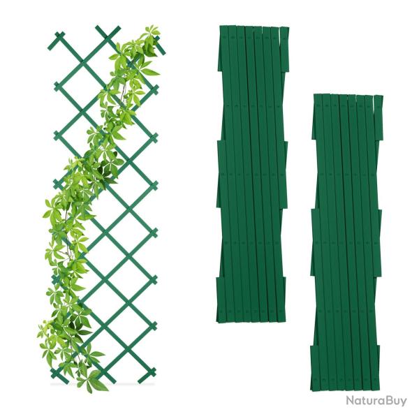 Lot de 3 tuteurs extensibles pour plantes grimpantes jardin 50 x 20 cm en plastique vert 13_0013150