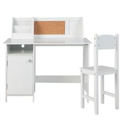 Lot de bureau et chaise enfants 90 x 45 x 86 cm assise ergonomique tableau d'affichage style modern