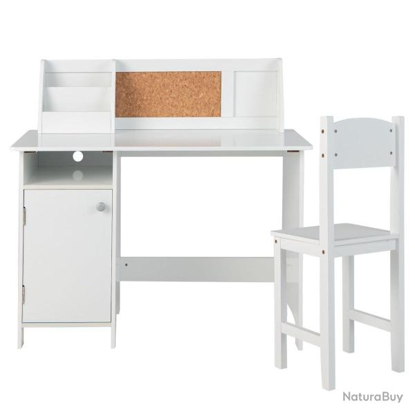 Lot de bureau et chaise enfants 90 x 45 x 86 cm assise ergonomique tableau d'affichage style modern