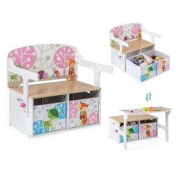 Banc d'activit&eacute;s convertible &agrave; 68 x 60 x 43,5 cm 3 en 1 avec grande capacit&eacute; de rangement style mod