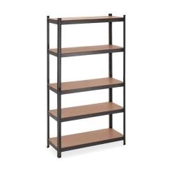 &Eacute;tag&egrave;re de rangement modulable garage 5 niveaux r&eacute;glables 90 x 40 x 30 cm en MDF noir 13_0012384