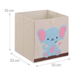 Bac de rangement pliable pour chambre d'enfant 30 x 30 x 30 cm motif &eacute;l&eacute;phant d&eacute;coratif en tissu gr