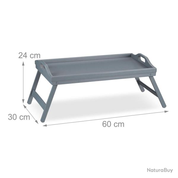 Lot de 2 plateaux de service pliables design �l�gant petit d�jeuner salon 40 x 30 x 7 cm en bois gr