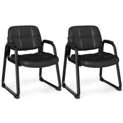 Lot de 2 chaises d'accueil ergonomiques 64 x 60 x 82.5 cm confort optimal design moderne en cuir ar