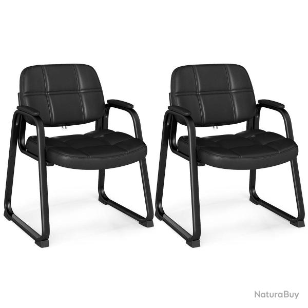 Lot de 2 chaises d'accueil ergonomiques 64 x 60 x 82.5 cm confort optimal design moderne en cuir ar