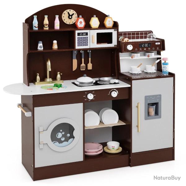 Lot de cuisine en bois pour enfants 106 x 30 x 105 cm avec machine � caf� et rangement organis� des