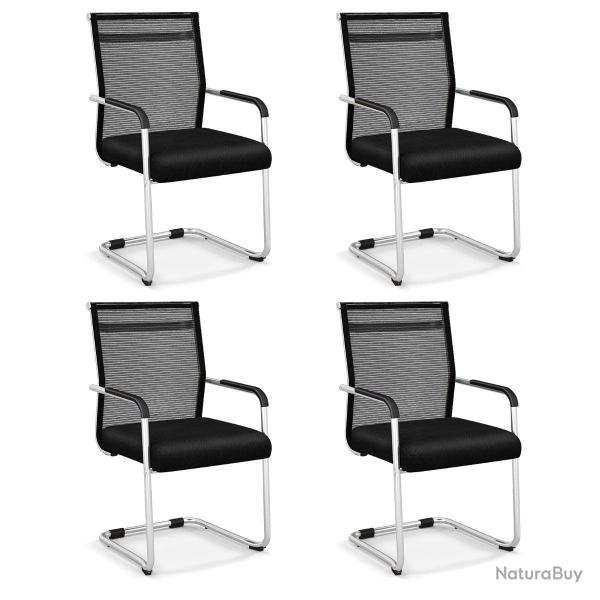 Lot de 4 chaises de bureau empilables 54 x 54 x 95 cm avec confort ergonomique style moderne en m�t