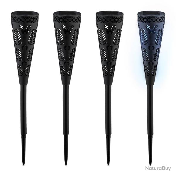 Lot de 2 lampes solaires en forme de flambeau d�coratives jardin 41 x 7 cm en plastique noir 13_001