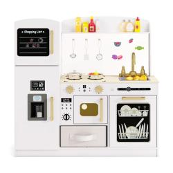 lot de cuisine de jeu en bois 86 x 27 x 83 cm avec micro-ondes lumineux et &eacute;vier ergonomique modern