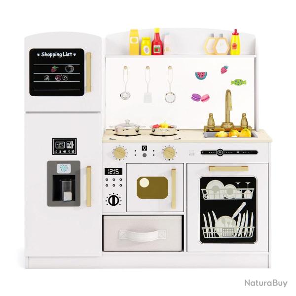 lot de cuisine de jeu en bois 86 x 27 x 83 cm avec micro-ondes lumineux et �vier ergonomique modern
