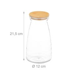 Lot de 3 bocaux ronds de conservation cuisine design &eacute;l&eacute;gant 1400 ml en verre transparent 13_0013099