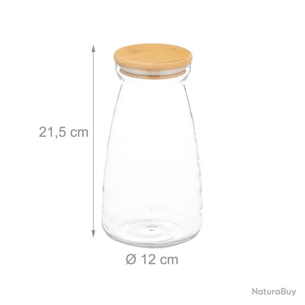 Lot de 3 bocaux ronds de conservation cuisine design �l�gant 1400 ml en verre transparent 13_0013099