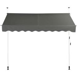 Auvent manuel r&eacute;tractable 250 x 125 cm r&eacute;glable 200-300 cm en aluminium gris style moderne et prati