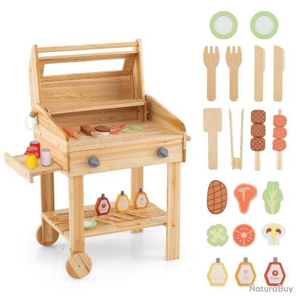 Barbecue en bois pour enfants 53 x 36 x 63 cm plaisir de grillade r�aliste d�co naturelle en bois n