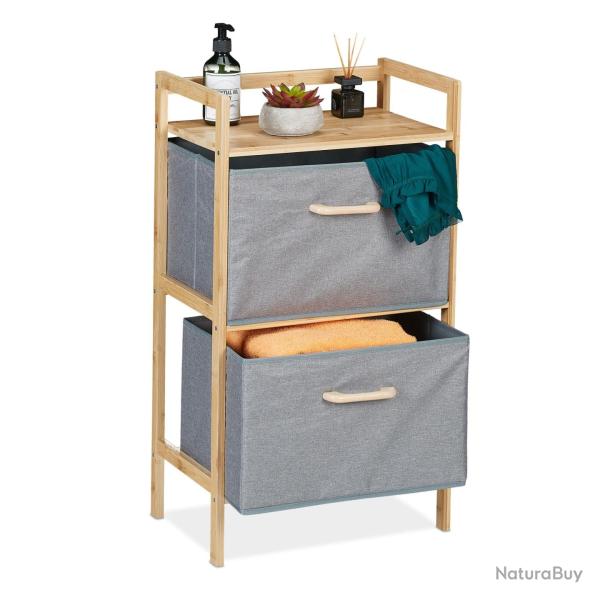 Meuble � linge salle de bain inspir� moderne 60 x 30 x 80 cm avec rangement optimis� en bambou natu