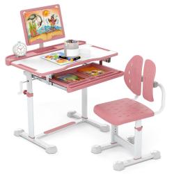 Ensemble de bureau et chaise pour enfant 80 x 50 x 83-99 cm hauteur r&eacute;glable ergonomique style cont