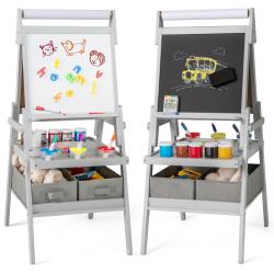 Chevalet 3-en-1 debout gris 54 x 46 x 101,5 cm avec rouleau et rangement ambiance cr&eacute;ative en MDF 2