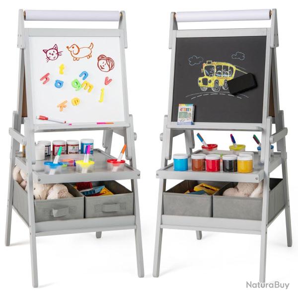 Chevalet 3-en-1 debout gris 54 x 46 x 101,5 cm avec rouleau et rangement ambiance cr�ative en MDF 2