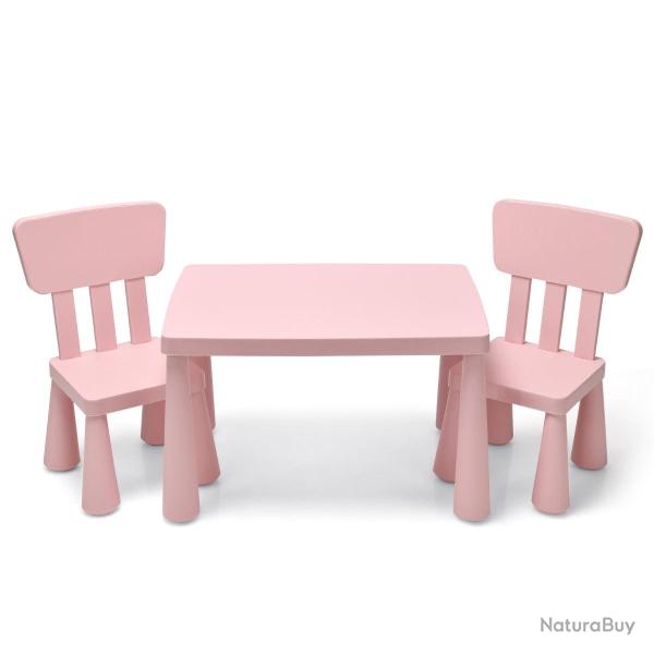 Lot de 1 table et 2 chaises pour enfants 76,5 x 54,5 x 49,5 cm confort ergonomic design rose 20_001