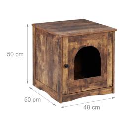 Meuble de toilette avec porte d'entr&eacute;e pour chat design industriel salon 50 x 40 x 40 cm en bois bl