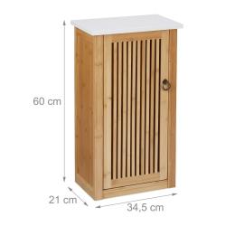 Rangement &eacute;troit salle de bain porte d&eacute;corative lamelles &eacute;tag&egrave;re r&eacute;glable 56 x 30 x 80 cm en bambou