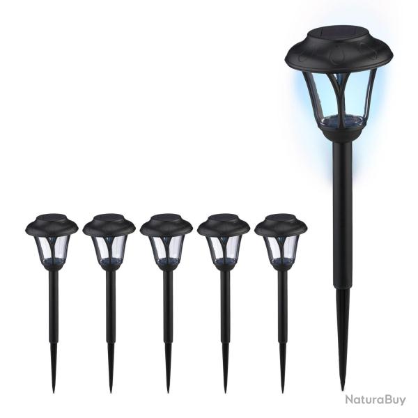 Lot de lampes solaires d�coratives jardin ext�rieur 39 x 11 x 11 cm en plastique noir 13_0013733