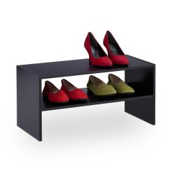 Etag&egrave;re &agrave; chaussures empilable pratique 2 niveaux 60 x 30 x 30 cm en m&eacute;tal noir 13_0013877