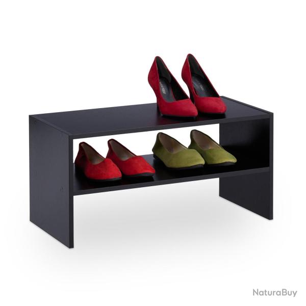 Etag�re � chaussures empilable pratique 2 niveaux 60 x 30 x 30 cm en m�tal noir 13_0013877