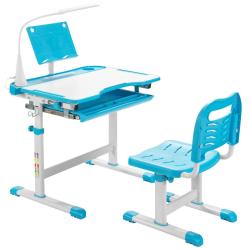Lot de bureau et chaise pour enfants 71 x 38 x 79 cm r&eacute;glable avec lampe led design en MDF bleu 20_
