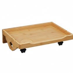 Tablette de lit peu encombrante &agrave; fixer support r&eacute;veil livre lunettes 45 x 25 x 10 cm en bambou nat