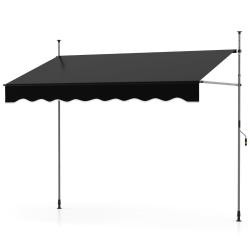Store r&eacute;tractable 250 x 120 x 210-300 cm manivelle r&eacute;glable et protection solaire en polyester noir