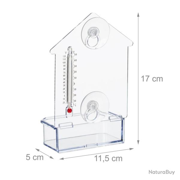 Lot de 2 mangeoires � oiseaux pratique � fixer fen�tre 30 x 20 x 20 cm en plastique transparent 13_