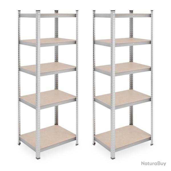 Lot de 2 �tag�res de rangement 90 x 40 x 180 cm 5 niveaux r�glables en acier gris 13_0014268