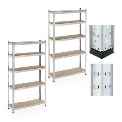Lot de 2 &eacute;tag&egrave;res robustes pour rangement modulable garage cave 90 x 40 x 180 cm en acier gris 13_0