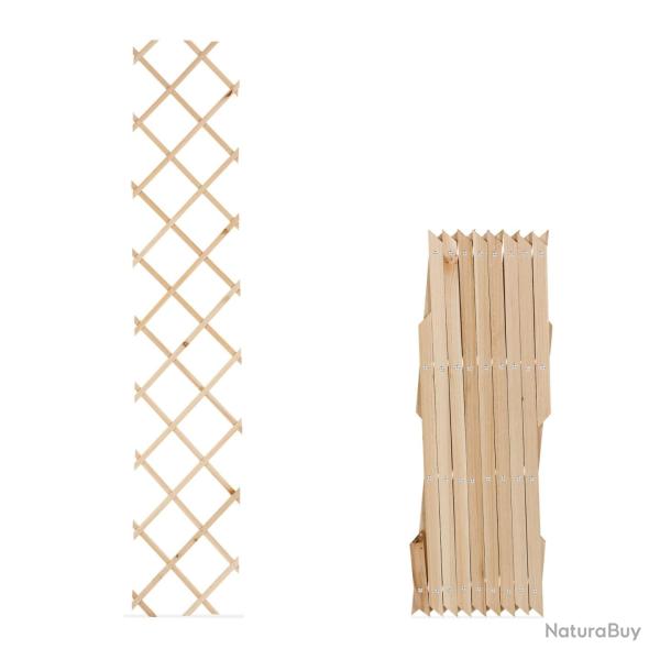 Lot de 3 tuteurs extensibles pour plantes grimpantes jardin 90 x 17 x 5 cm en bois de sapin nature