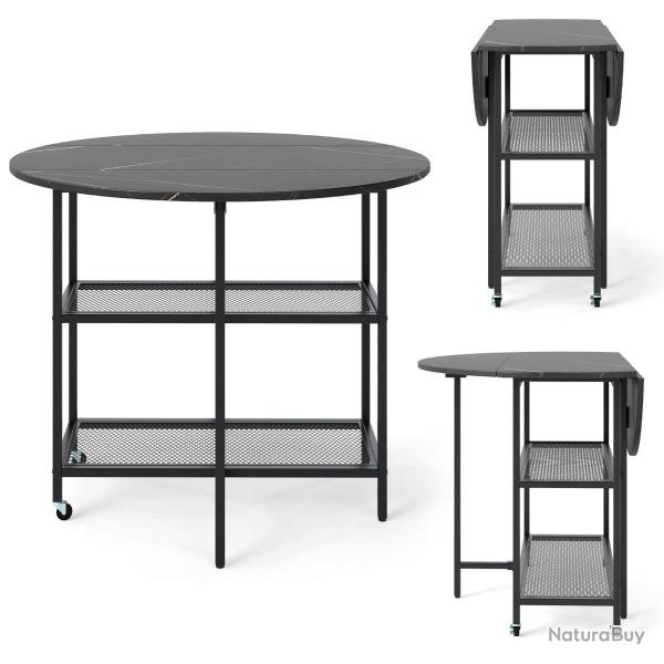 Table pliante ronde 100 x 100 x 80 cm pour 2 � 4 personnes avec rangement pratique et roulettes ver
