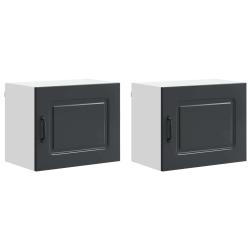Lot de 2 armoires de cuisine modernes rangement pratique 50 x 31 x 40 cm en bois d'ing&eacute;nierie noir