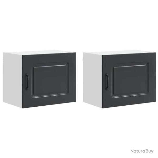 Lot de 2 armoires de cuisine modernes rangement pratique 50 x 31 x 40 cm en bois d'ing�nierie noir