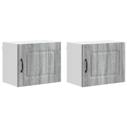 Lot de 2 armoires de cuisine rectangulaires moderne 50 x 31 x 40 cm en bois d'ing&eacute;nierie gris sonom