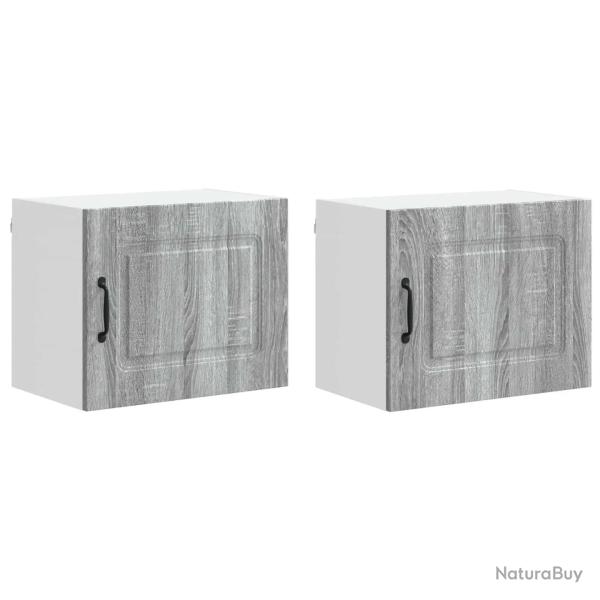 Lot de 2 armoires de cuisine rectangulaires moderne 50 x 31 x 40 cm en bois d'ing�nierie gris sonom
