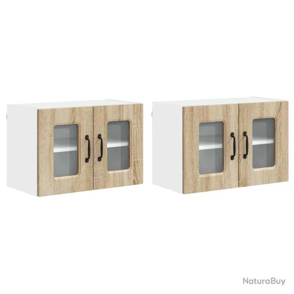 Lot de 2 armoires de cuisine rectangulaires avec grand espace de stockage moderne 60 x 31 x 40 cm e