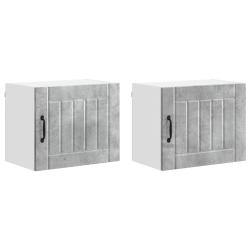 Lot de 2 armoires de cuisine modernes fonctionnelles 50 x 31 x 40 cm en bois d'ing&eacute;nierie gris b&eacute;to