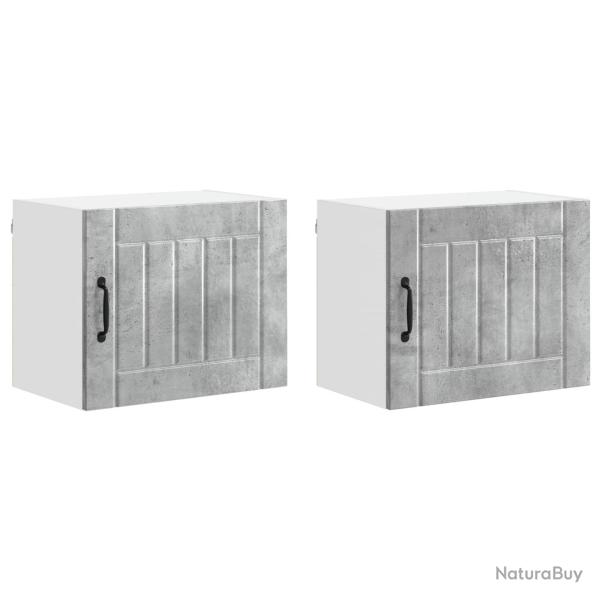 Lot de 2 armoires de cuisine modernes fonctionnelles 50 x 31 x 40 cm en bois d'ing�nierie gris b�to