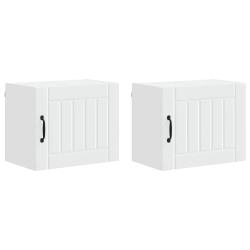 Lot de 2 armoires de cuisine modernes pratiques rangement 50 x 31 x 40 cm en bois d'ing&eacute;nierie blan