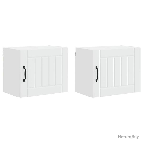 Lot de 2 armoires de cuisine modernes pratiques rangement 50 x 31 x 40 cm en bois d'ing�nierie blan