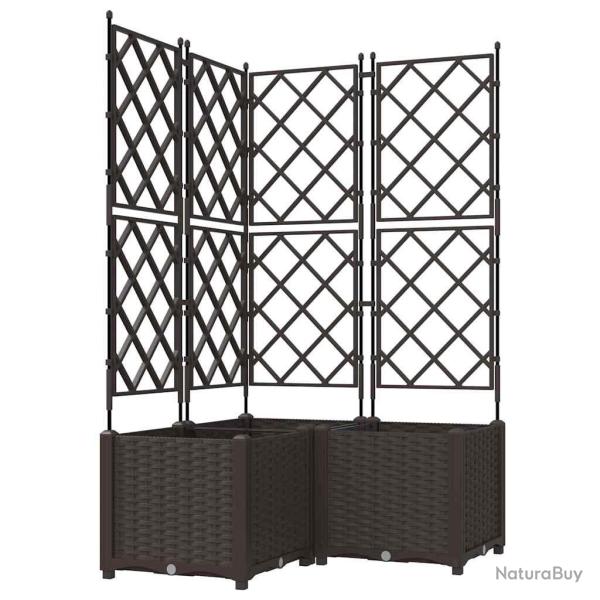 Lot de 3 cache-pots de jardin moderne ext�rieur 80 x 80 x 143 cm durable esth�tique en acier marron