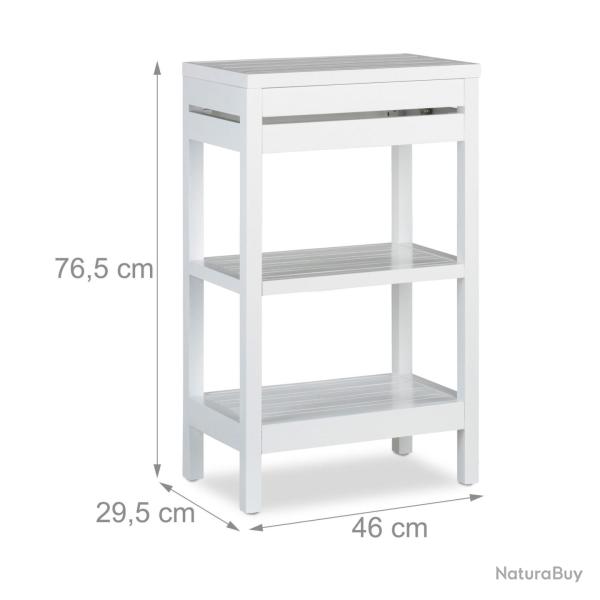 �tag�re sur pieds moderne salle de bain cuisine 80 x 30 x 90 cm en bambou blanc 13_0004110